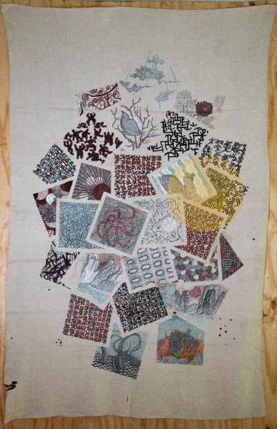 Sumi ink and acrylic work, 2024.
